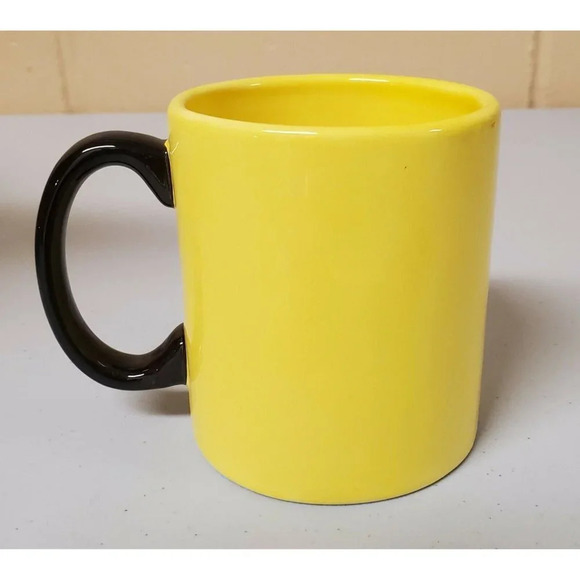 Burton & Burton Smiley Face Mug Cup Yellow with Black Eyes Smile & Handle - Picture 2 of 6